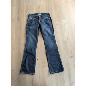 Ariat Rebar Womens Mid Rise Boot Cut Jeans Dark Wash Utility Pocket Size 29L